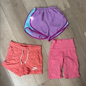 Nike and Aritzia TNA Purple and Pink Athletic Shorts